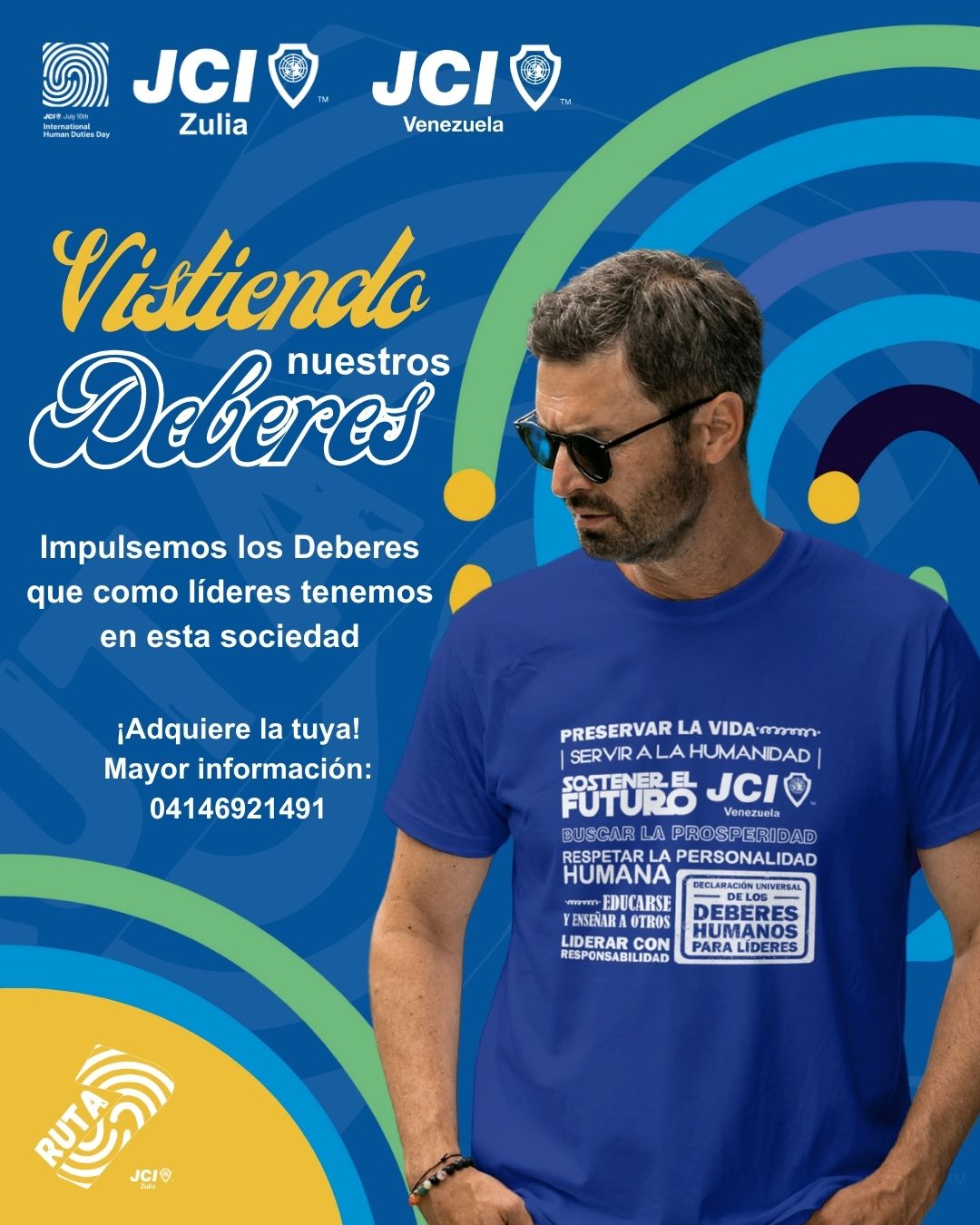 Camiseta JCI con los 7 Deberes Humanos Impresos