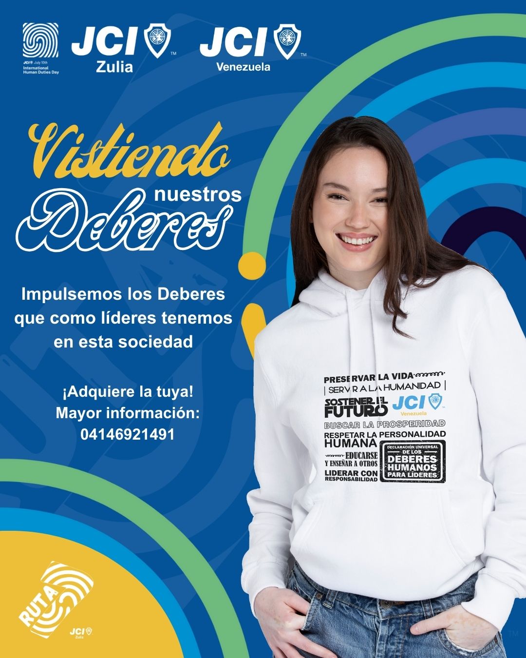 Sudadera JCI con los 7 Deberes Humanos Impresos